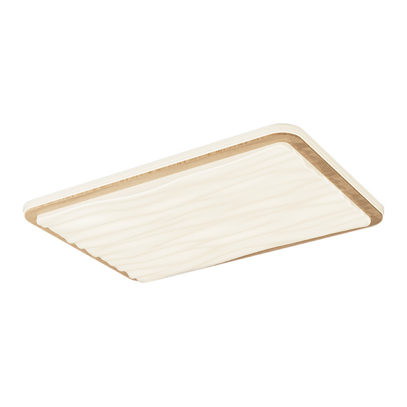 Luz principal de la sala de estar de viento crema moderna simple madera rectangular lámpara de techo de espectro completo lámpara de dormitorio de protección de ojos