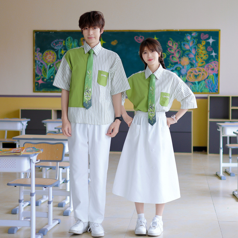 JK uniform short-sleeve shirt, college-style class uniform, high school student graduation season sports meeting Thai-style school uniform set