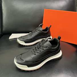 欧洲站H家原外贸2025新款休闲小白鞋时尚气垫真皮透气厚底运动鞋