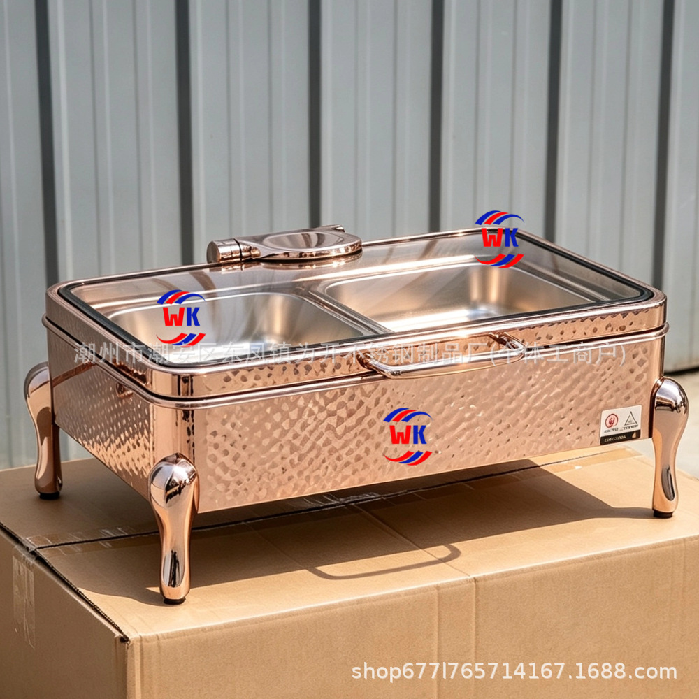 El horno de buffet comercial engrosa 304 horno de Buffy con patrón de martillo de acero inoxidable, horno de aislamiento térmico de hotel cuadrado rectangular