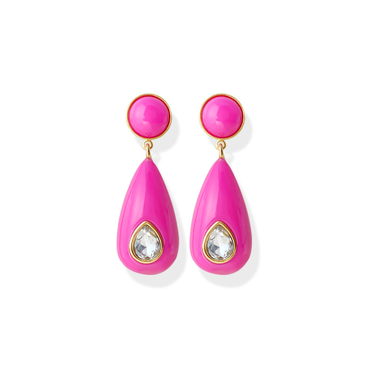 1 Paire Style Ig Les Gouttelettes D'eau Placage Incruster Plastique Résine Laiton Zircon Plaqué Or Boucles D'oreilles display picture 16