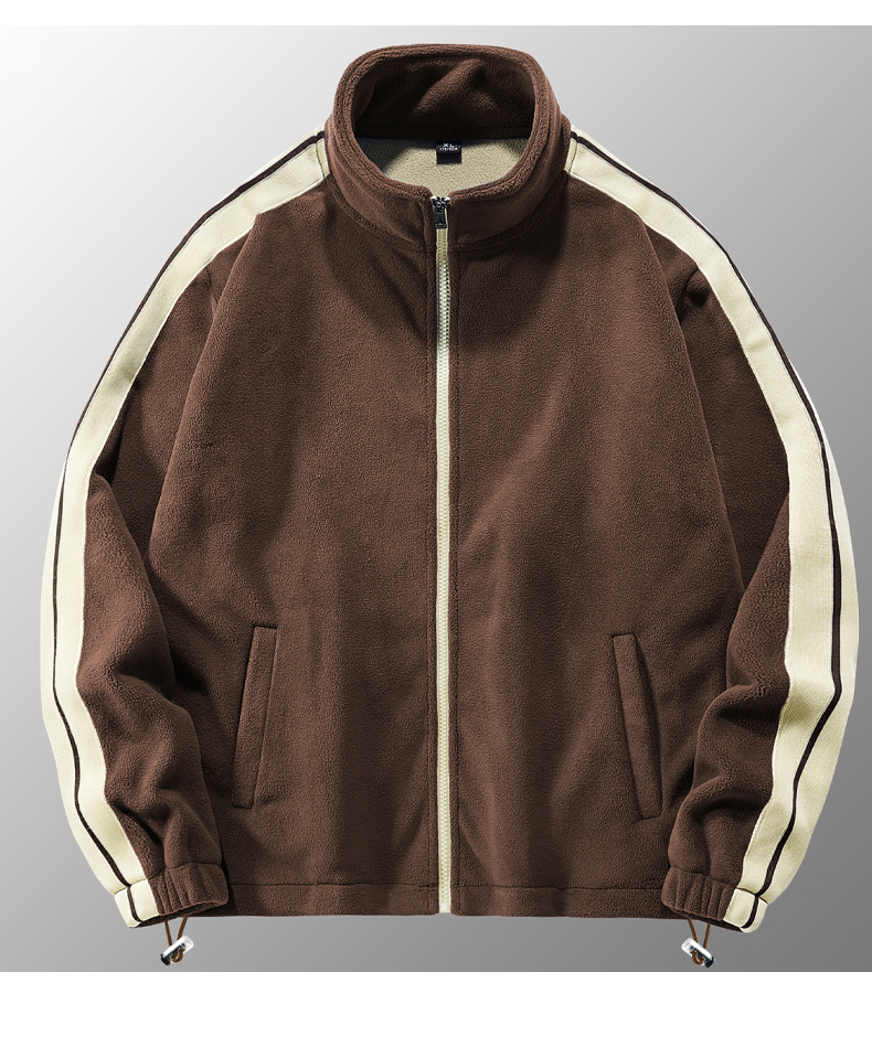 Polar opstaande kraag sweatshirt jas met winterse toevoeging dikke sportpak voor heren, Olympische fleece warme tweedelige set_voghion.com