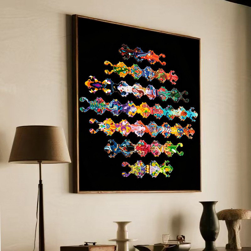 Rana de madera rompecabezas de arte animales de madera pareja puzzle puzzle de educación temprana juguetes cognitivos puzzle de iluminación cognitiva infantil