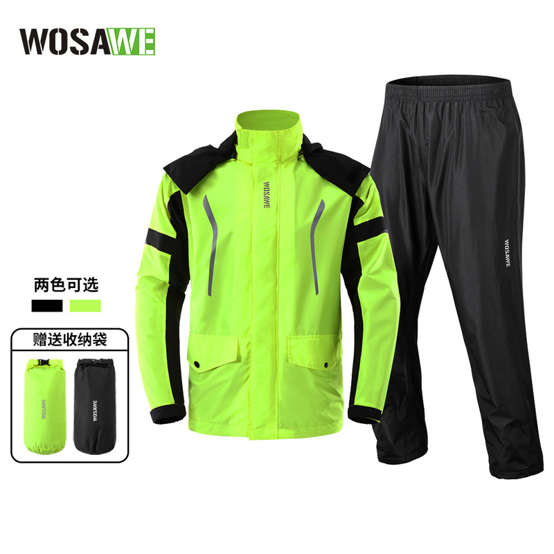 Wosawe Road Bike Cycling Split Raincoat and Rain Pants Set Mountaineering Waterproof Jacket with Hidden Shoe Cover