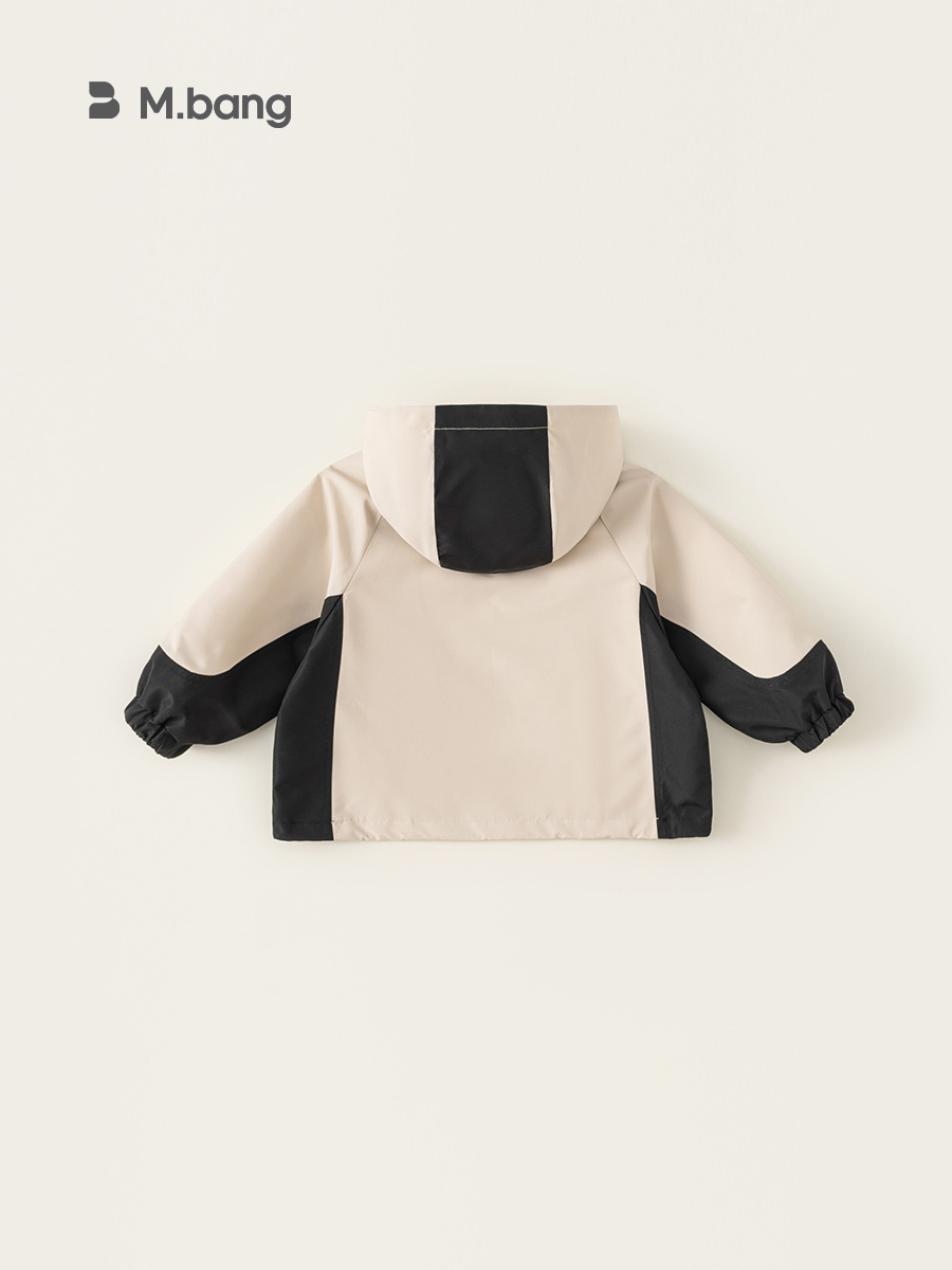 Youbao ropa para niños versión coreana de la chaqueta con capucha de color en contraste otoño nuevo estilo chaqueta de punto con estampado de letras para niños otoño e invierno