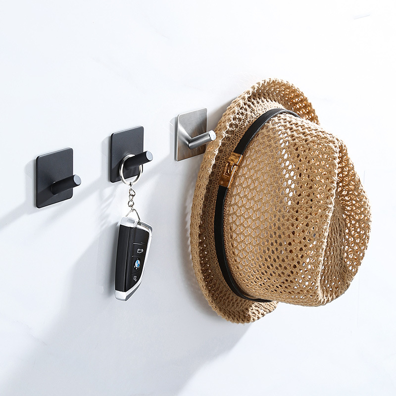 Gancho sin punzonado de acero inoxidable adhesivo fuerte pared de la cocina soporte de carga gancho colgante de pared ropa gancho de metal de uñas sin costura