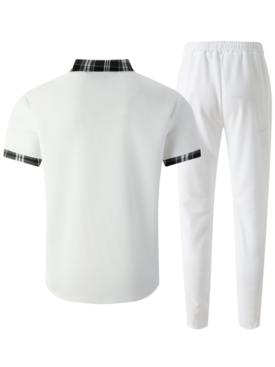 Completo uomo camicia e pantaloni in tessuto nido d'ape_voghion.com