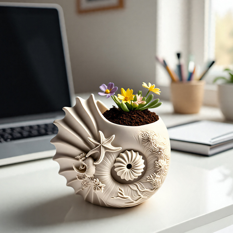 Lexin Conch アロマセラピー石膏キャンドルカップデスクトップ植木鉢装飾品オーシャン缶石膏容器クロスボーダーホットセール|undefined