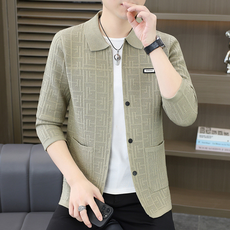 High-End Knitted Cardigan Jacket, New Spring and Autumn Fashion, Stylish and Versatile Men's Shirt-Collar Casual Knitwear High-End Knitted Cardigan Jacket, New Spring and Autumn Fashion, Stylish and Versatile Men's Shirt-Collar Casual Knitwear