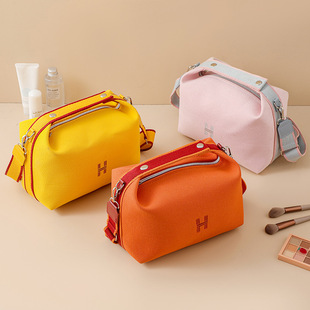 2022 New ins Women's Bag Solid Color Canvas Bag Large Capacity Simple Korean Style One-Shoulder Artistic Crossbody Bag Cosmetic Bag