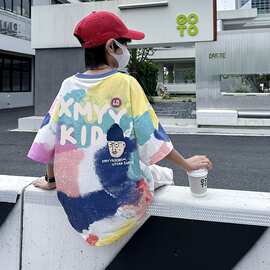 男童夏装短袖t恤网红上衣2025新款儿童夏季体恤男孩潮牌炸街半袖T