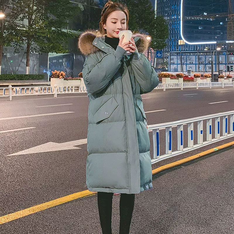 Зимнее длинное пуховое пальто с пухом, 2024 год, длина миди, увеличенная утеплённость, большой размер, корейский стиль