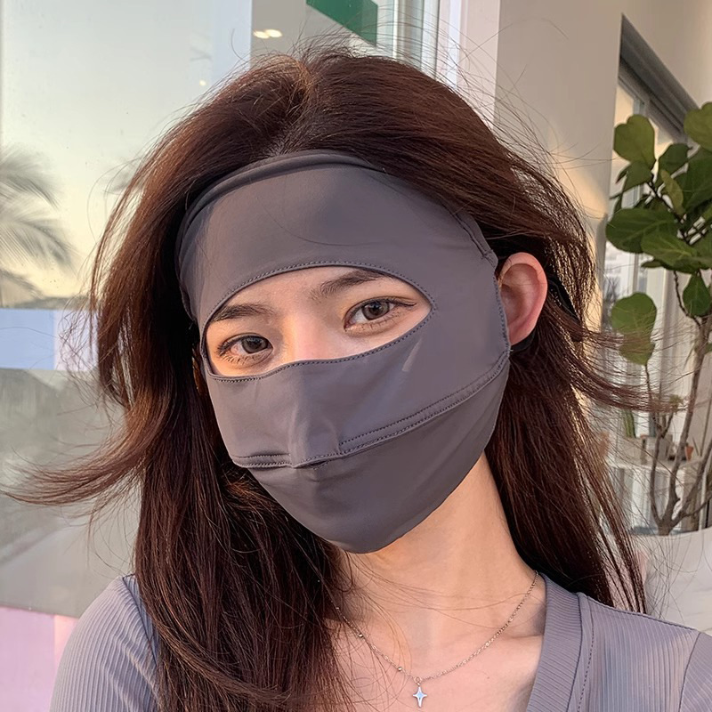 夏季防晒防紫外线面罩女口罩冰丝凉感骑行开车遮全脸upf50+脸基尼|undefined