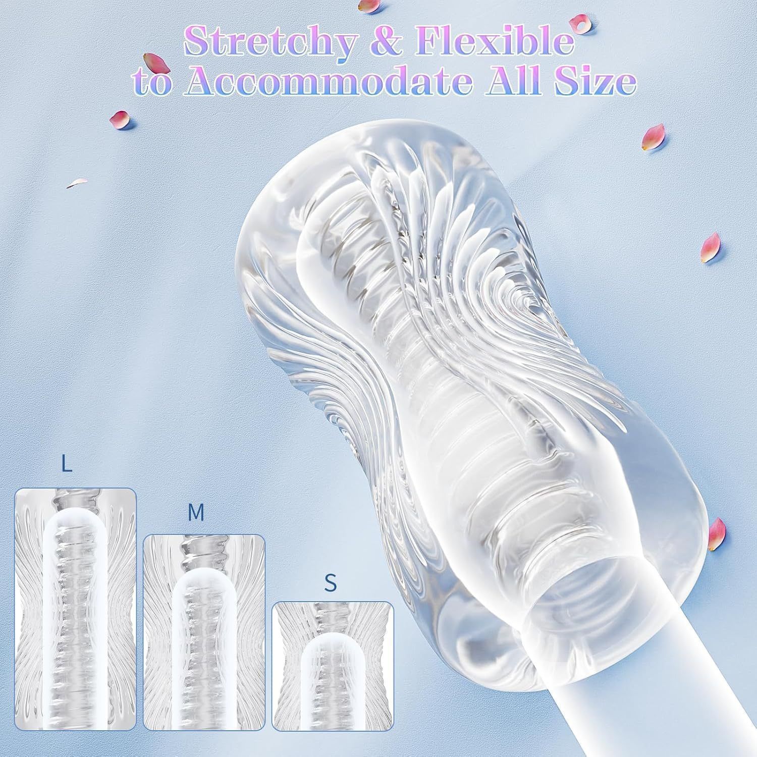 Transparent TPE Spiral Manual Masturbation Cup with Suction Grip, Gen 5 Delay Trainer — detail image 4