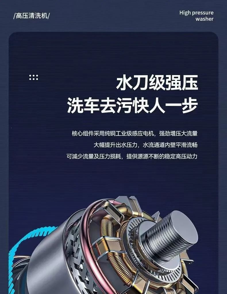 High-pressure car washer for home use, 220V, high-power, fully automatic cleaning machine, suitable for pig pens, sweet potatoes, and car washing