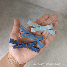 复古简约少女成人发夹布艺牛仔小蝴蝶结边夹鸭嘴夹刘海夹发卡头饰