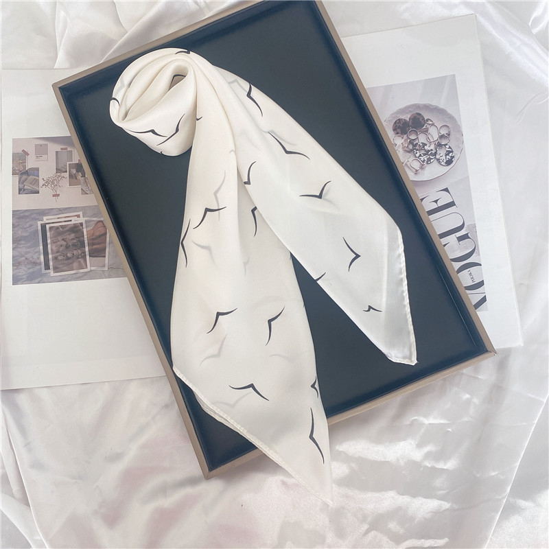 50g Weight Silk Scarf Classification Casual, Daily, Shopping Occasion Satin Material Letter, Flower Pattern Spring&Summer Season Women's Gender Elegant Style Women's Elegant Letter Flower Satin Silk Scarf 7