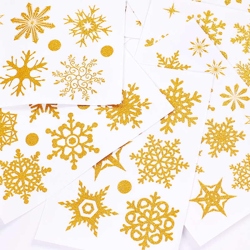 New Htjd2303 Snowflake Gold-sprinkling Christmas Glass Window Commercial Wall Decoration Electrostatic Wall Stickers display picture 2