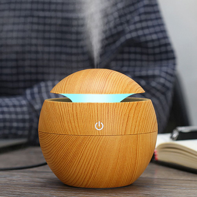 Cross-Border Mushroom Wood Grain Humidifier with Colorful Lights, Bedroom Hydration Device, Vase Aroma Diffuser, Factory Portable Home Use