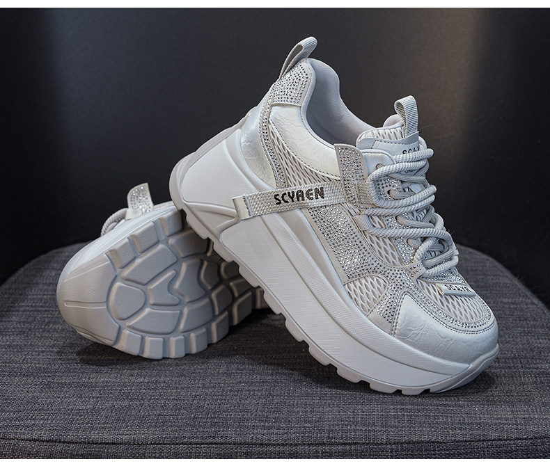 Giày sneaker nữ đế dày phong cách cổ điển phối lưới và da — Vàng lưới 5027-1, Đỏ da 5027, Xám lưới 5027-1, Đỏ lưới 5027-1 chi tiết 43
