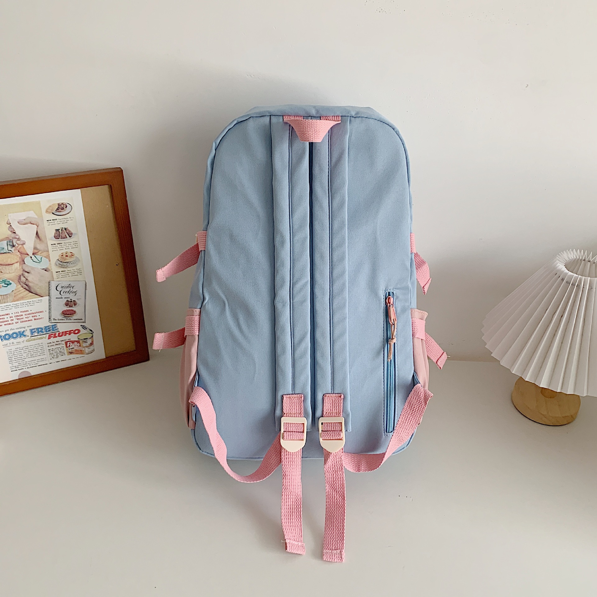 Mochila escolar de gran capacidad para estudiantes de secundaria, mochila de color de contraste simple y versátil, mochila de moda para estudiantes de secundaria y preparatoria al por mayor
