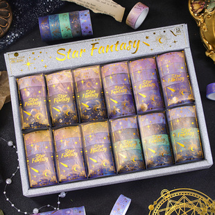 Wheat Youth Star Theme Bronzing and Paper Tape Star Fantasy Creative Hand Account Tape DIY Decorative Material