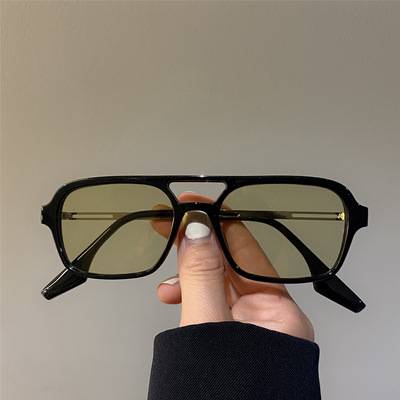 2021 nueva moda estilo coreano doble haz gafas de sol personalidad ahueca hacia fuera moda gafas de sol de hombres y mujeres gafas de sol 334