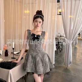 深圳南油高端女装工厂直销明星同款蝴蝶结复古时髦气质优雅公主裙