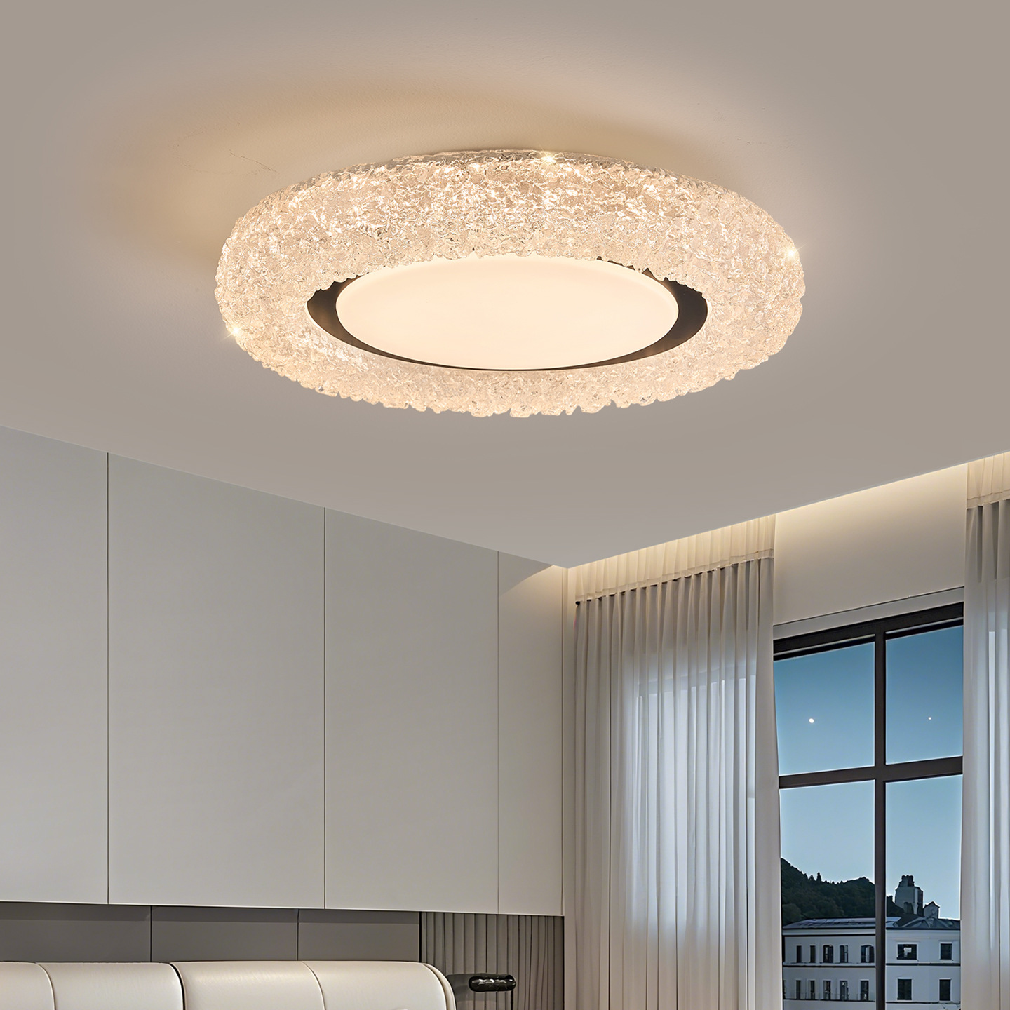 Luz de techo de dormitorio ligero de lujo italiano nuevo estilo simple de resina atmosférica creativa dormitorio principal lámpara de sensación avanzada 255L