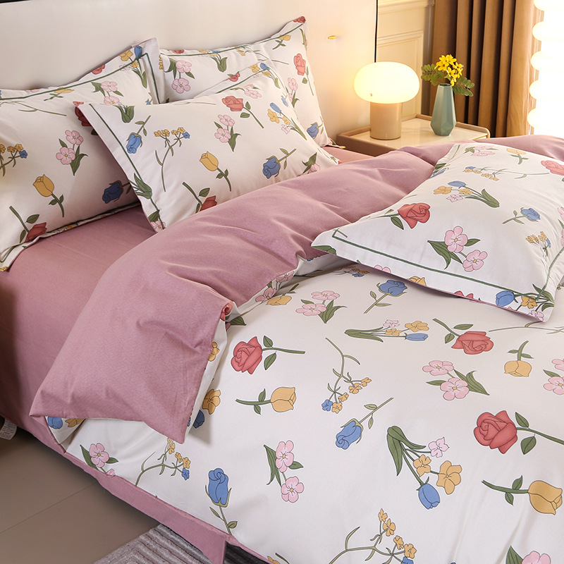 Algodón grueso molido cuatro piezas de sábanas cubiertas de ropa de cama de grado madre y bebé cuatro temporadas de tres piezas de algodón