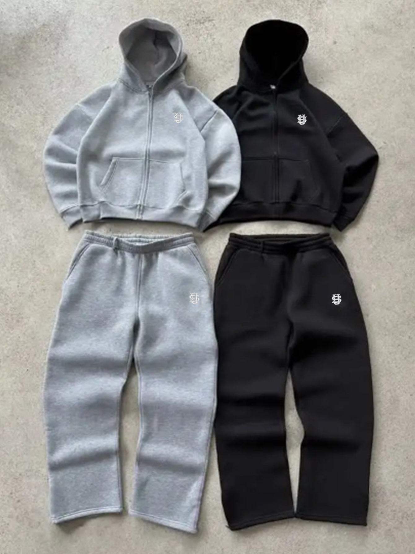 Conjunto de moletom com capuz e calça jogger masculino_voghion.com