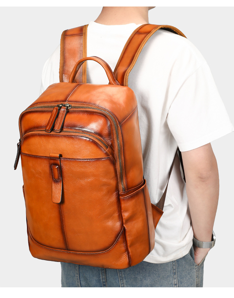 Men's Genuine Leather Backpack - Stylish Casual Laptop Bag_voghion.com