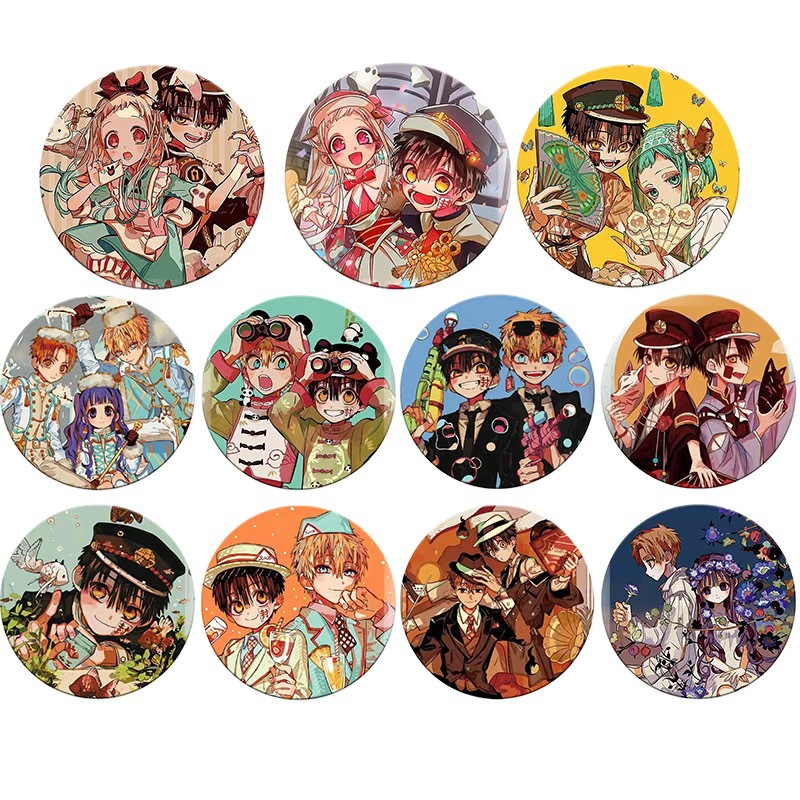 Laser Shattered Glass Metal Badge for Ground Bound Boy Kageroujin and Yachiyo from the Anime Series