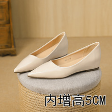 D867-1内增高平底鞋尖头浅口职业单鞋女工作不累脚高级感百搭女鞋