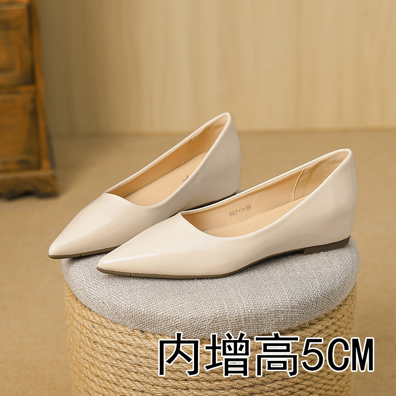 휘리야 D867-1 키높이 플랫 슈즈, 포인티드 토, 얕은 입구, 여성용 전문직 신발, 작업 중에도 발이 피곤하지 않은, 다용도 여성화