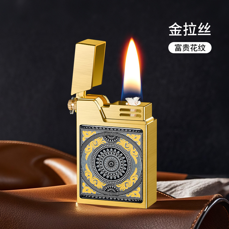 新款小方砖声控煤油打火机复古高档黑科技礼盒装送亲友批发|undefined