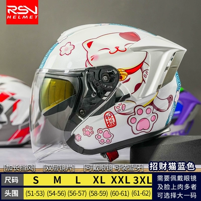 Motosiklet dəbilqələri: for Four Seasons - s-wangcai-cat-blue-upgraded-version-double-mirror-model