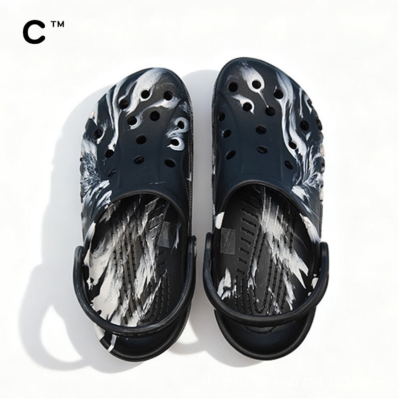 Cross Baya Clogs with Marble Pattern, Summer Outdoor Casual Beach Shoes for Men and Women, Sandals and Slippers
