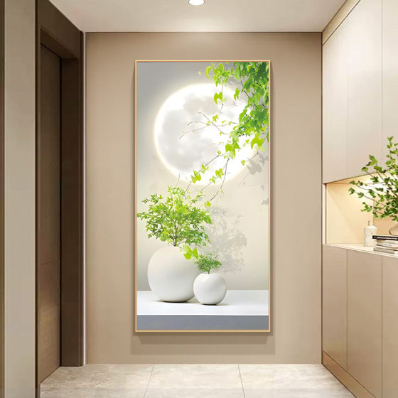 Spring style cross stitch 2024 New thread embroidery living room small piece entrance fresh green plant handmade embroidery