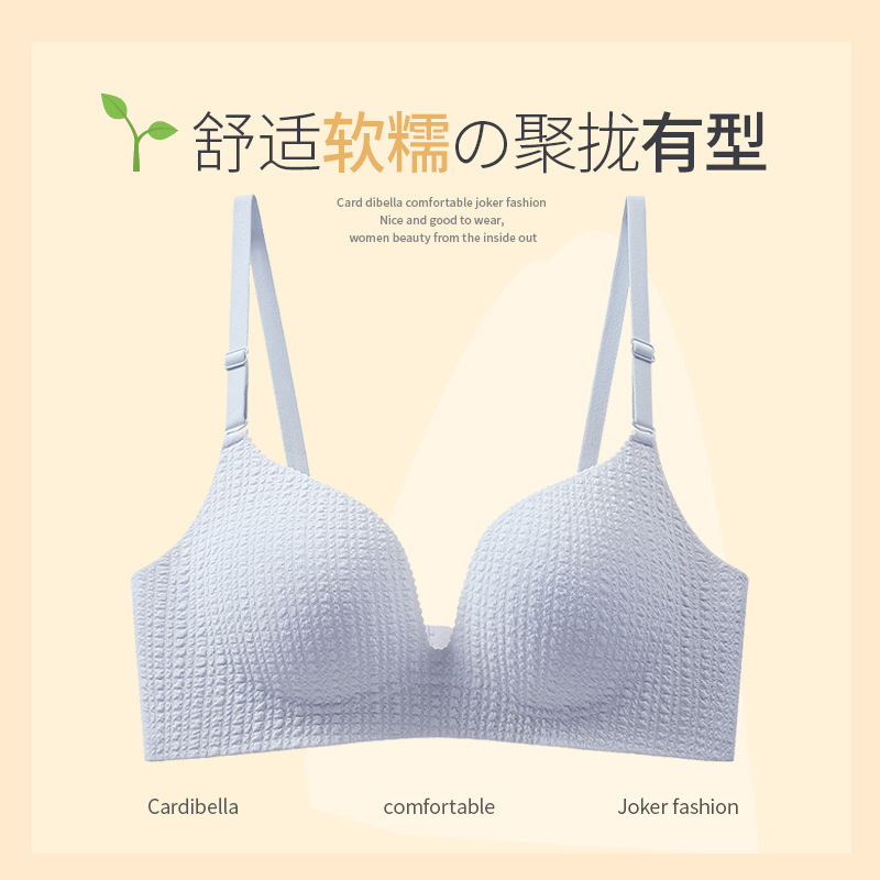 无痕内衣女小胸聚拢显大显圆无钢圈上托收副乳防外扩一片式文胸罩|undefined