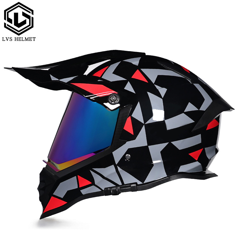 Nuevo off-road tire casco de doble lente carretera tire casco completo motocicleta Larga Distancia unisex Four Seasons universal LVS