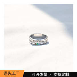 跨境欧美十二月份诞生石mama母亲节戒指女宽版高级感个性指环叠戴