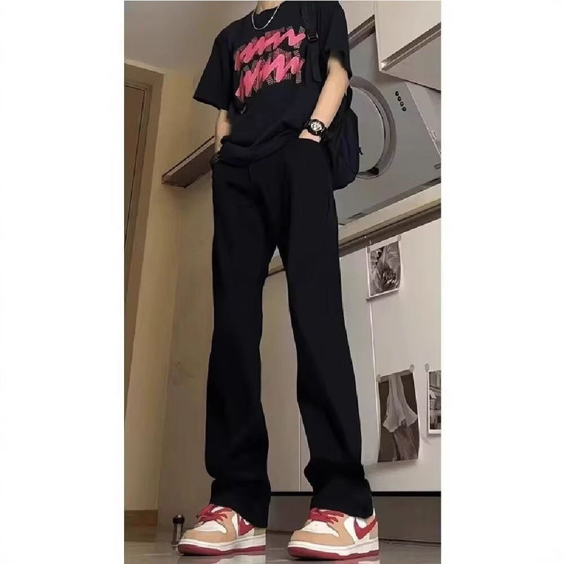 Cleanfit Jeans Men's Black Boot-Cut Pants American Vibe High Street Slim Loose Casual Straight Pants