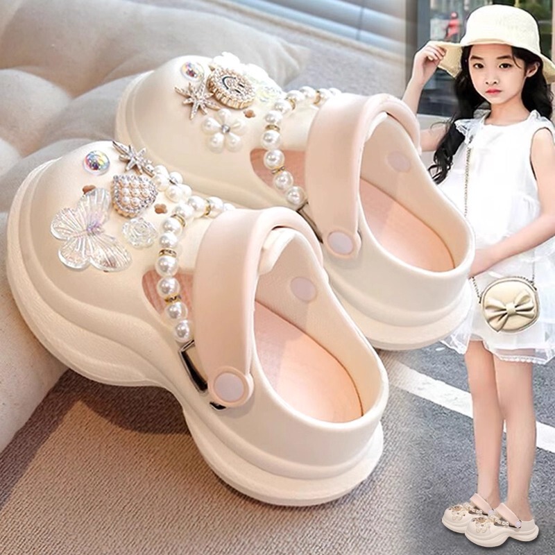 Girls' Slippers Summer 2026 New Style Children's Non-Slip Clogs Stylish Princess Sandals for Older Kids Closed-Toe