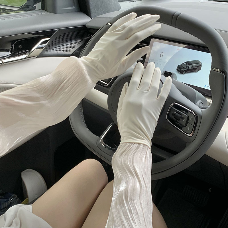 Mangas de hielo, mangas de seda de hielo, estilo fino de verano para mujer, guantes de brazo de ciclismo al aire libre, mangas de hielo integradas, mangas de protección solar