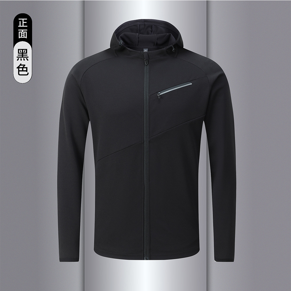 Dijia mismo otoño e invierno chaqueta deportiva de los hombres de secado rápido chaqueta con capucha casual cremallera manga larga multi-Bolsillo chaqueta