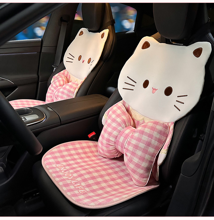 Cute Cat Car Seat Cushion, Creative Cartoon Car Seat Cover, Non-Slip Breathable Seat Pad, High-End Car Interior Decoration Seat Cover