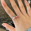 Pendant, cute ring, fuchsia enamel, on index finger