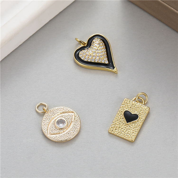 1 Piece Quantity 1 Piece Copper Zircon Devil'S Eye Heart Shape INS Style