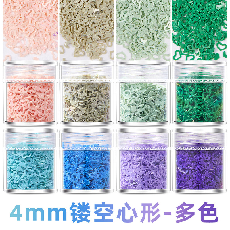 4mm Hollow Heart Nail Art Ultra-thin Sequins Super Bright Metallic Nail Art Light Therapy Nail Oil Gel Makeup A4-316